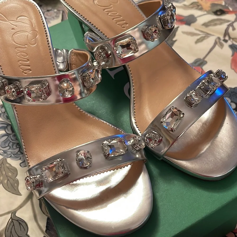 J.Crew Lucie jeweled sandals in Italian metallic leather BS878